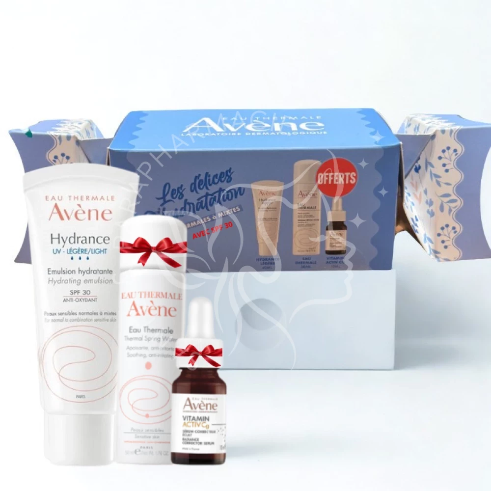 AVENE COFFRET DELICE HYDRATION HYDRANCE LEGERE SPF30 50ML+EAU THERMALE SPRAY 50ML (OFFERT)+SERUM ACTIV Cg 10ML (OFFERT)