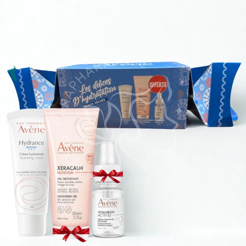 AVENE COFFRET DELICE HYDRATION HYDRANCE RICHE 50ML+GEL XERACALM 100ML(OFFERT)+SERUM HYALURON ACTIV B3 10ML(OFFERT) HYD145
