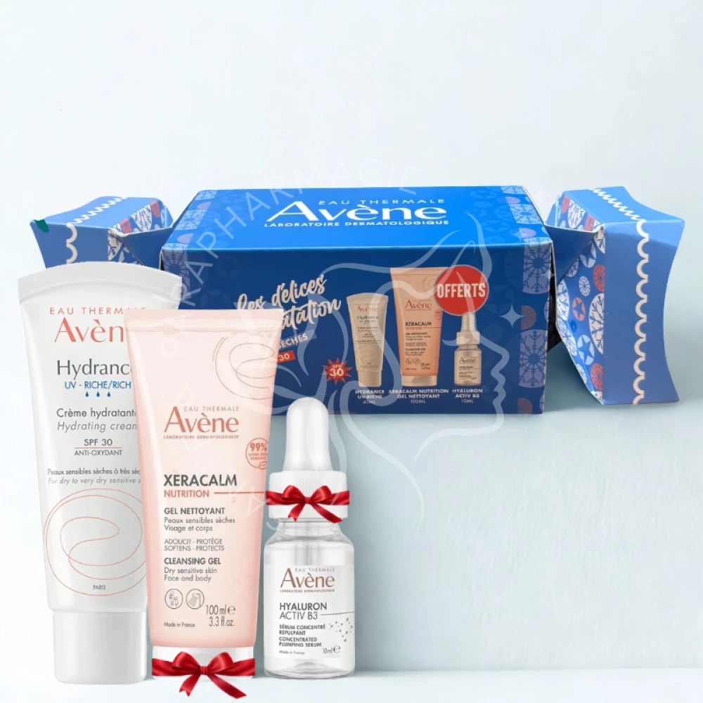 AVENE HYDRANCE CREME UV RICHE SPF30 40ML    AVENE XERACALM GEL NETTOYANT 100ml (OFFRET)  AVÈNE SÉRUM HYALURON ACTIV B3 10ML (OFFERT)