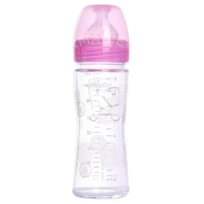 CHICCO BIBERON EN VERRE 240ML ROSE
